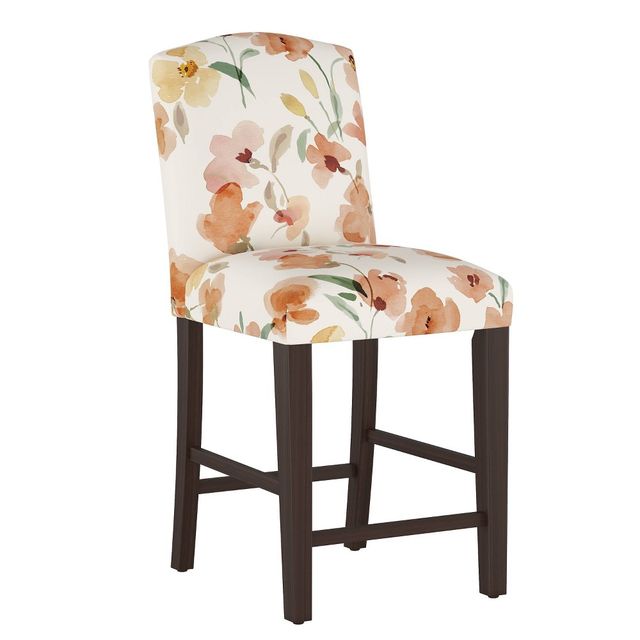 Skyline Furniture Alex Camel Back Counter Height Barstool with Botanical Print