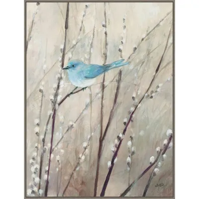 32 x 42 Pretty Birds Neutral V by Julia Purinton Framed Canvas Wall Art Print - Amanti Art: Modern Lithograph, Polystyrene Frame