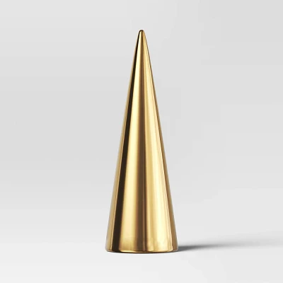 11.5 Plated Ceramic Cone Christmas Tree Figurine - Wondershop Gold