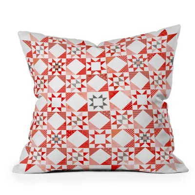 16x16 Showmemars Christmas Quilt Square Throw Pillow White - Deny Designs