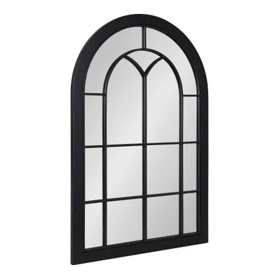 24x36 Joffrey Arch Windowpane Framed Wall Mirror Black - Kate & Laurel All Things Decor