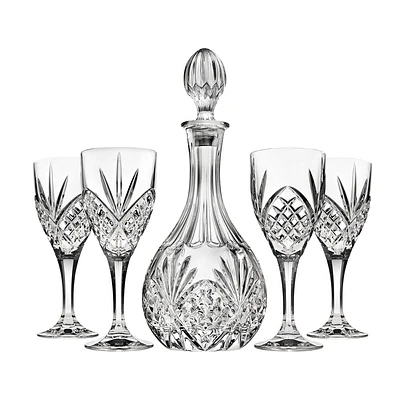 Godinger Silver 5pc Dublin Crystal Wine Decanter Set