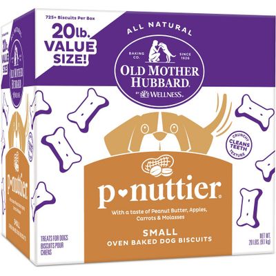 Old Mother Hubbard by Wellness Classic Crunchy P-Nuttier Biscuits Small Oven Baked with Carrot, Apple and Peanut Butter Flavor Dog Treats