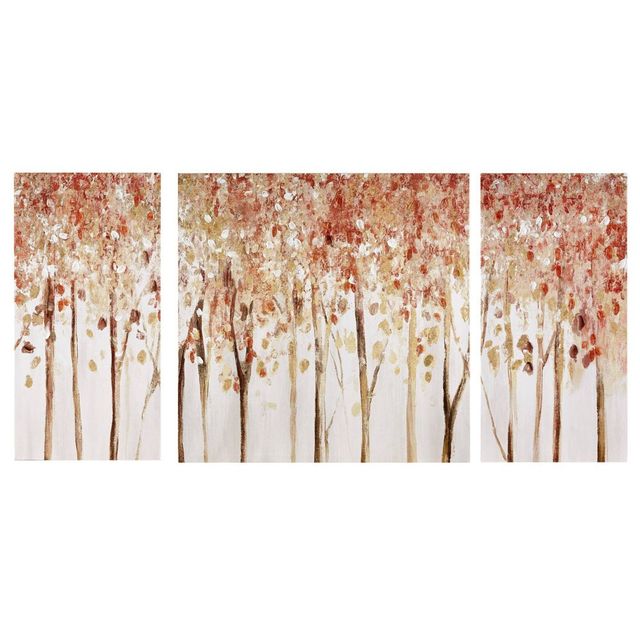 (Set of 3) Autumn Forest Canvas Art Palette Knife Embellishment Red: Madison Park, Hand-Textured, Wall Decor, MDF