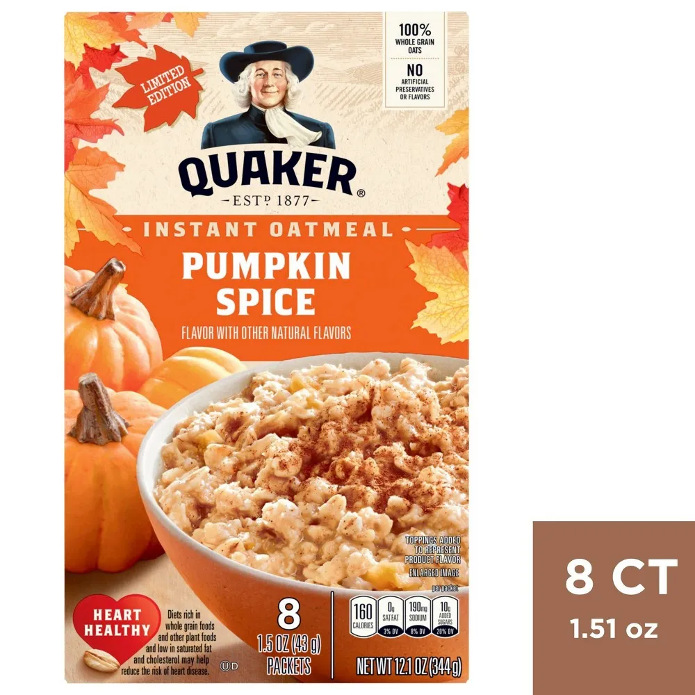 Quaker Pumpkin Spice Instant Oatmeal - 8ct / 12.1oz