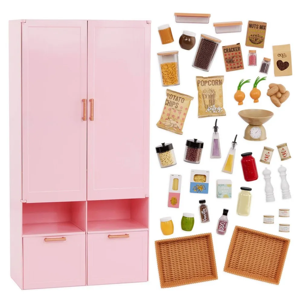 Our Generation Light-Pink Gourmet Kitchen & Play Food Accessory Set for 18  Dolls