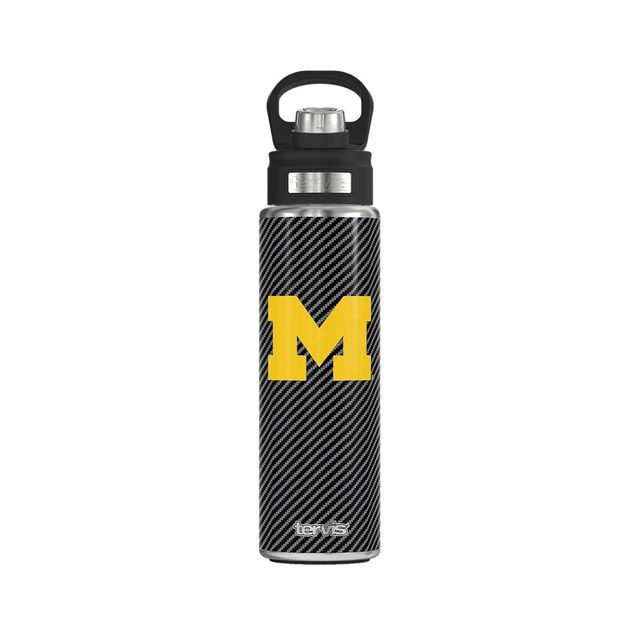 NCAA Michigan Wolverines Carbon Fiber Wide Mouth Water Bottle - 24oz