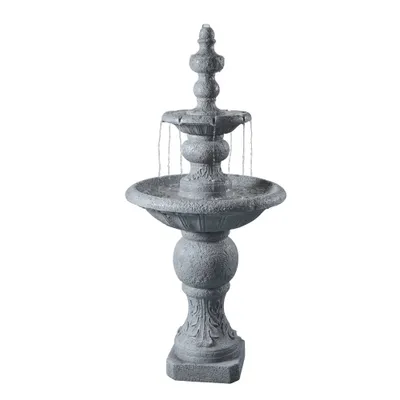 52.56 Icy Stone 2-Tiered Focal Point Outdoor Waterfall Fountain - Gray - Teamson Home