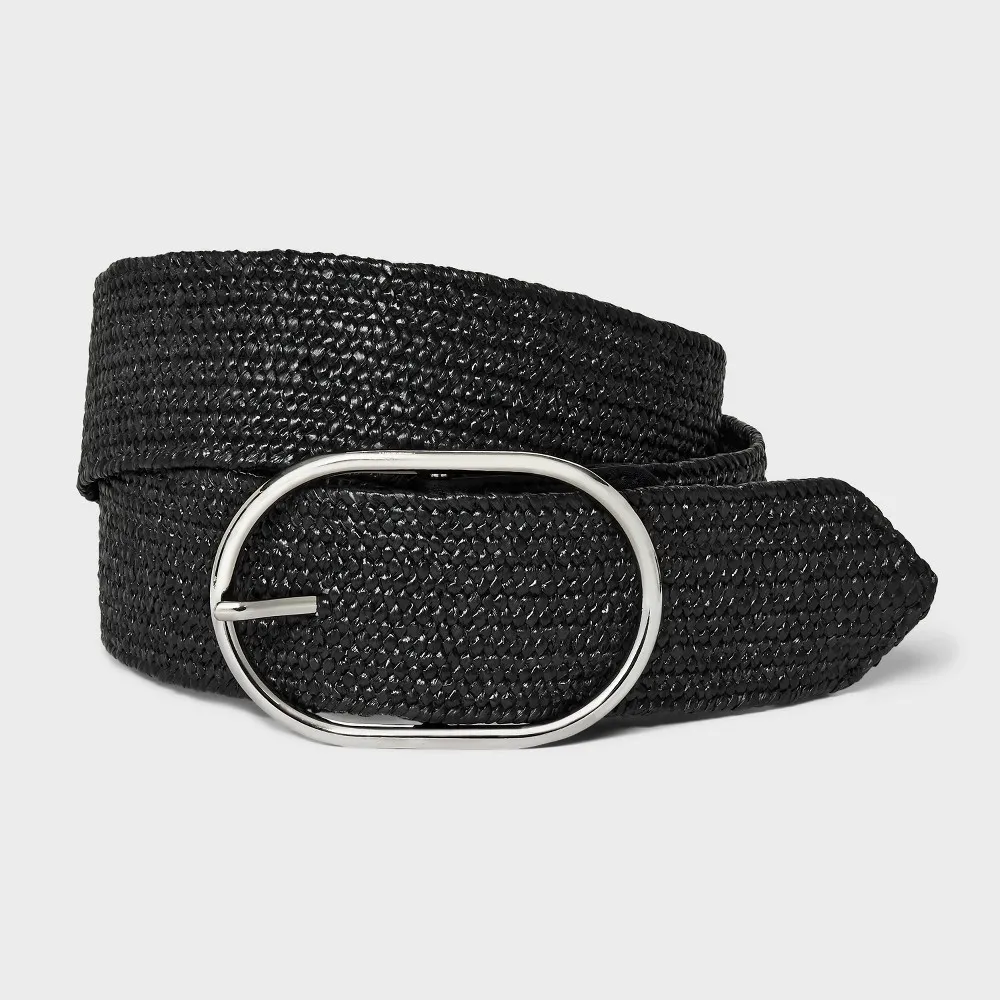 Womens Stretch Straw Belt - A New Day Black