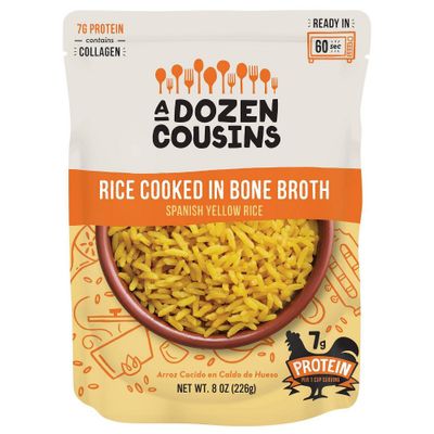 A Dozen Cousins RTE Rice Cooked in Bone Broth: Spanish Yellow Rice - 8oz