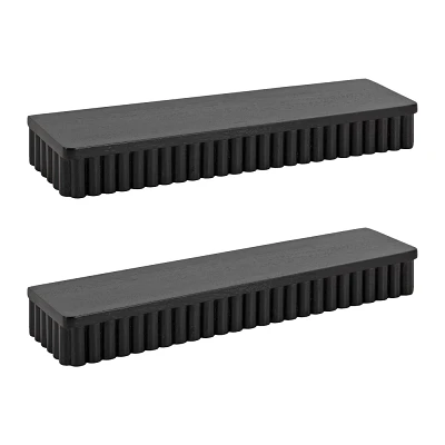 Kate & Laurel All Things Decor Set of 2 Reid Ribbed Floating Shelves Black