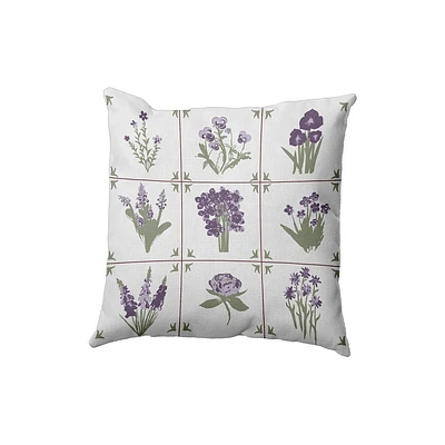 e by design 16x16 Framed Field Flowers Square Throw Pillow: Indoor Polyester Twill, Sewn Seam Closure