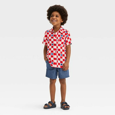 Toddler Boys Short Sleeve Checkered Challis and Broad Cloth Set