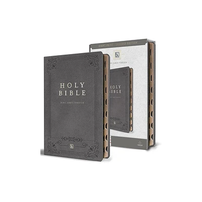 KJV Holy Bible, Giant Print Thinline Large Format, Gray Premium Imitation Leathe R with Ribbon Marker, Red Letter, and Thumb Index - (Paperback)