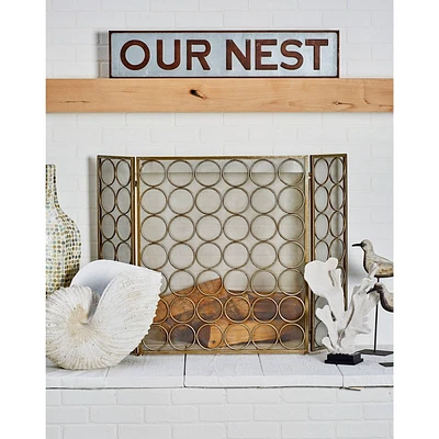 Farmhouse Metal Sign Wall Decor Gray/Silver - Olivia & May: OUR NEST Iron Entryway Decor