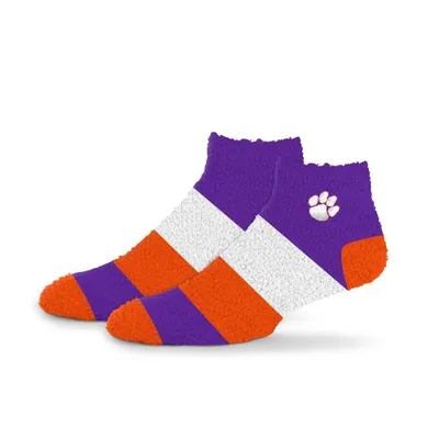 NCAA Clemon Tiger Neapolitan Stripe Fuzzy Sock