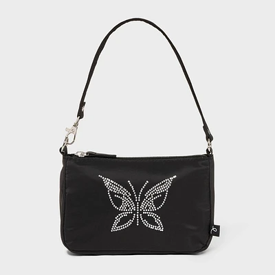 Girls Rhinestone Butterfly Convertible Shoulder Bag - art class Black