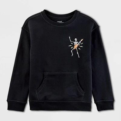 Kids Adaptive Halloween Crewneck Fleece Pullover Sweatshirt - Cat & Jack Black