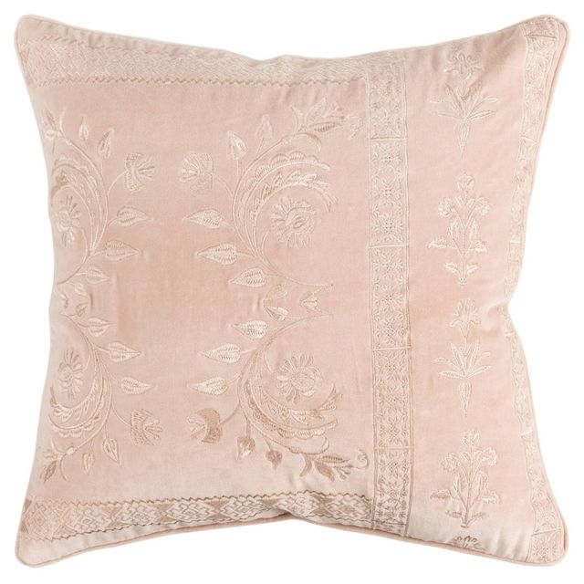 20x20 Oversize Poly Filled Solid Square Throw Pillow Cover Blush - Rizzy Home: Cotton, Reversible, Zippered