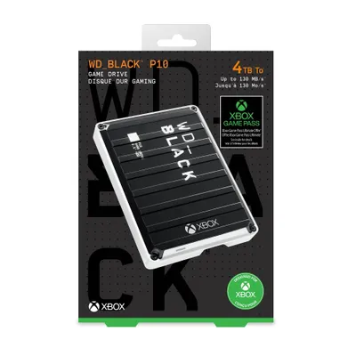 Western Digital BLACK P10 Game Drive for Xbox 4TB External USB 3.2 Gen 1 Portable Hard Drive - Black With White Trim