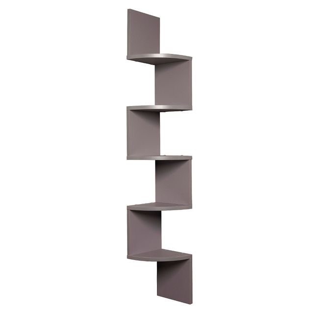 Danya B. 48.5 x 7.7 Zigzag Corner Shelf : Modern Laminated MDF Floating Wall Unit with 5 Open Shelves