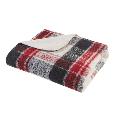 50x60 Bloomington Faux Mohair to Faux Shearling Throw Blanket Red - Woolrich