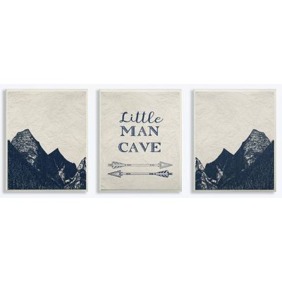 3pc 10x0.5x15 Little Man Cave Arrows and Mountains Kids Wall Plaque Art Set - Stupell Industries