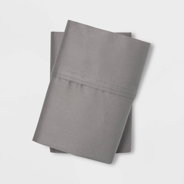 King Solid Performance 400 Thread Count Pillowcase Set Gray - Threshold