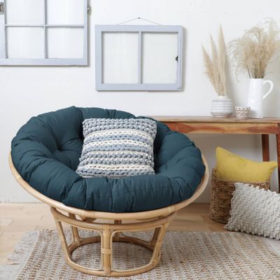 44 x 44 x 4 Outdoor Papasan Chair Cushion: Reversible, Tufted, Polyester - Sorra Home