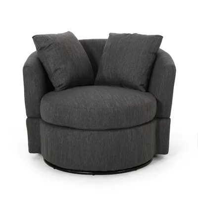 Smyrna Contemporary Upholstered Swivel Club Chair  - Christopher Knight Home