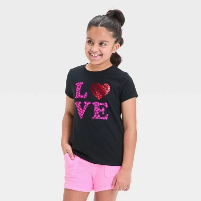 Girl Short Sleeve Valentine Day Love Graphic T-Shirt