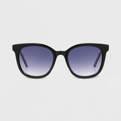 Womens Crystal Plastic Square Sunglasses - Universal Thread Black