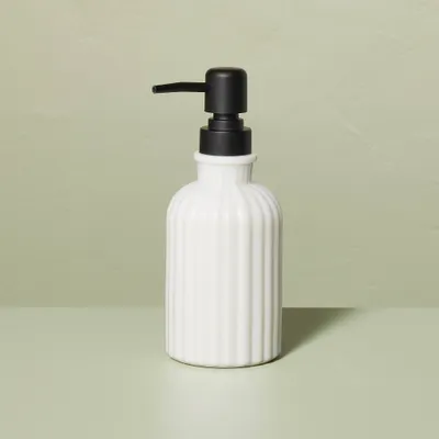 Fluted Milk Glass Soap Pump - Hearth & Hand with Magnolia: Elegant Bathroom Accessory