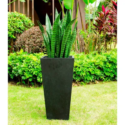 Rosemead Home & Garden, Inc. 28 Square Concrete/Fiberglass Modern Indoor/Outdoor Planter Burnished Black