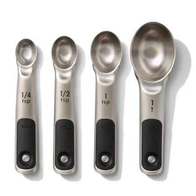 OXO 4pc Stainless Steel Magnetic Measuring Spoons Black: Nesting Design, Dishwasher-Safe, Includes Teaspoon & Tablespoon