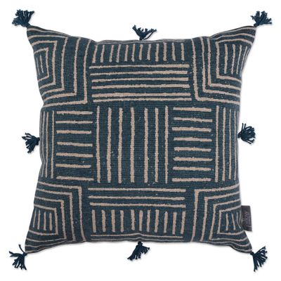 18x18 Indoor Ghana Square Throw Pillow Blue - Pillow Perfect