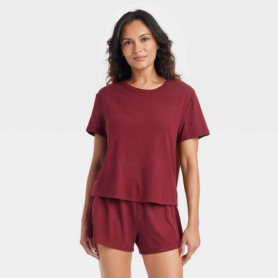 Women Pointelle Short Sleeve Top and Short Pajama Set