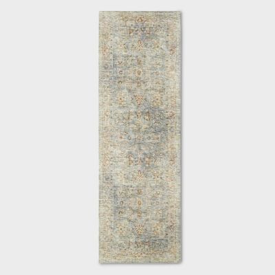 24x7 Runner Ledges Digital Floral Print Distressed Persian Style Rug Green - Threshold designed with Studio McGee