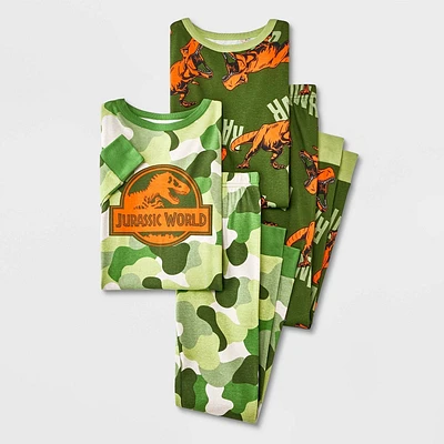 Boys Jurassic World Dinosaur pc Long Sleeve Cotton Snug Fit Pajama Set - Green