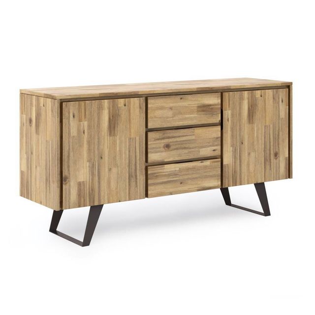 Mitchell Sideboard Buffet  - WyndenHall: Solid Acacia Wood, Metal Legs, Storage Cabinet