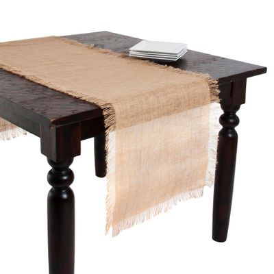 Fringed Jute Runner Natural (20x70): Saro Lifestyle, Woven Texture, Playful Edges, Rustic Charm