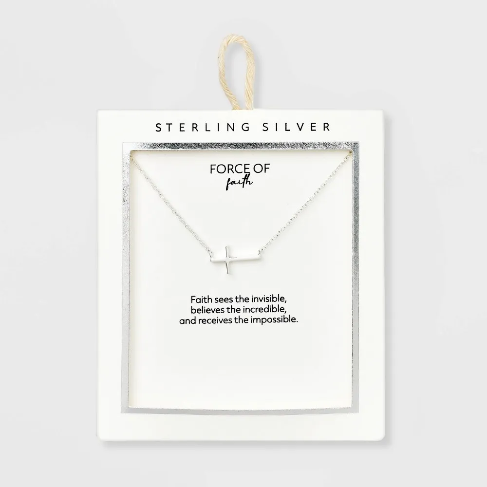 Sterling Silver Horizontal Cross Station Necklace - Silver