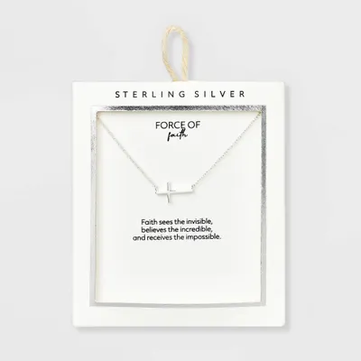 Sterling Silver Horizontal Cross Station Necklace - Silver