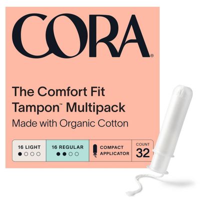 Cora Organic Cotton Tampons Mix Pack - Light/Regular Absorbency - 32ct