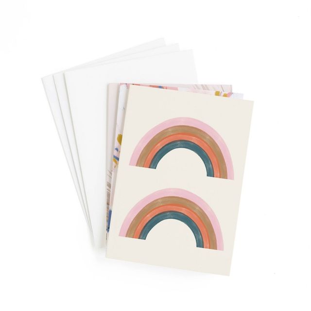 3ct Everyday Card Pack Blank: Minted Multicolor Greeting Cards with Envelopes, Classic Rainbow Pattern, All Occasions