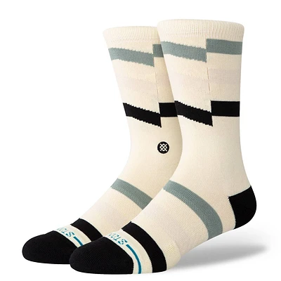 STANCE x WADE Men Striped Slant Crew Sock - Tan 6-12