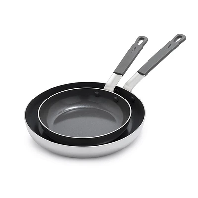 Bobby Flay 2pk (8 and 10) Stainless Steel Ceramic Nonstick Fry Pan Set