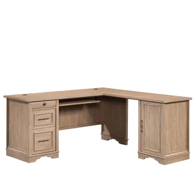 66 Rollingwood Country L Desk with Drawers Brushed Oak - Sauder: Home Office Workstation, CPU Storage, Cable Management