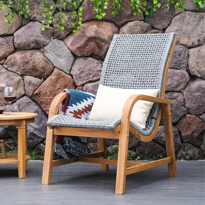 Auburn Teak Outdoor Lounge Chair - Cambridge Casual: Weather-Resistant Patio Furniture, Fixed Arms