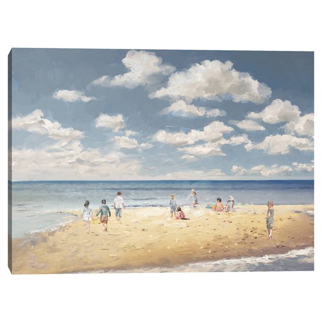 30x40 Beach Play by Studio Arts Canvas Art Print - Masterpiece Art Gallery: Coastal Scene Wall Decor